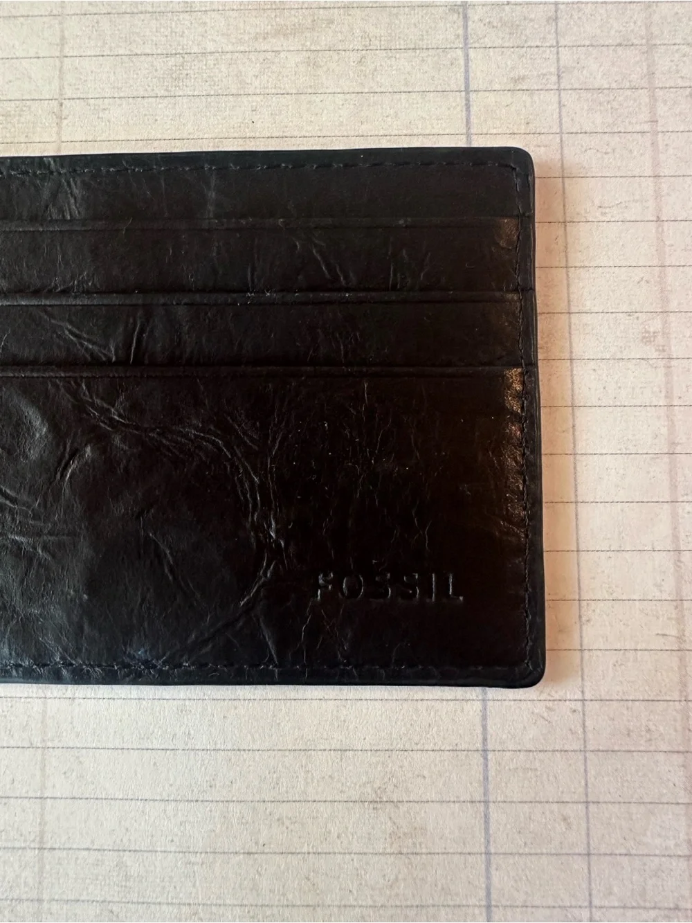 Fossil Men's Black Leather Card & ID Holder